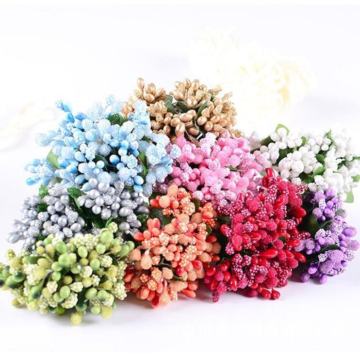 10Pcs Mini Stamen flower Artificial Flowers Craft Fake Flowers For Wedding Bouquet Party Scrapbooking Decor (1903L)