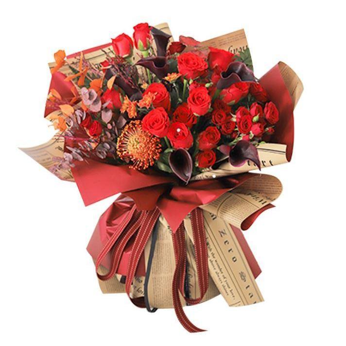 English Print Flower Wrapping Paper Bouquet Wrapping Paper Floral Handmade Diy Materials (1349L) - Image 3