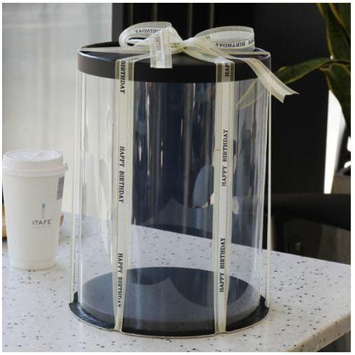 6/8/10inch Transparent Empty Black Paper/PVC Round Gift Box for Cake Box Teddy Bear Rose Bear Flower (899L) - Image 10