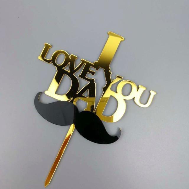 1pc Gold Happy Father's Day Cake Topper Gillter Best Day Cake Flag for Family Birthday Fathers Party Baking (540L) - Image 17