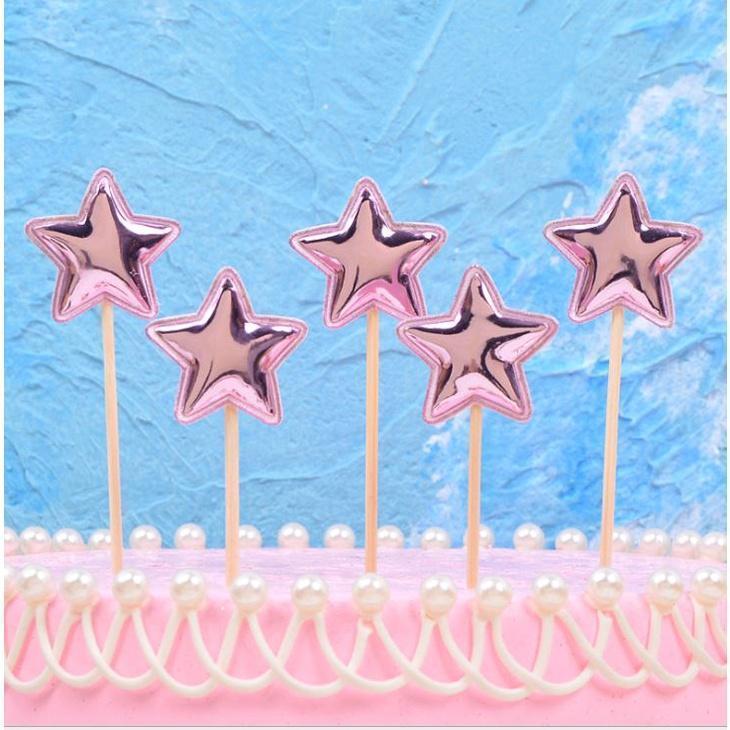 5PCS Pink Pearl Polished Crown Cake Topper with Toothpick Cake Decoration for Wedding Birthday Party Gift(1443L) - Image 6