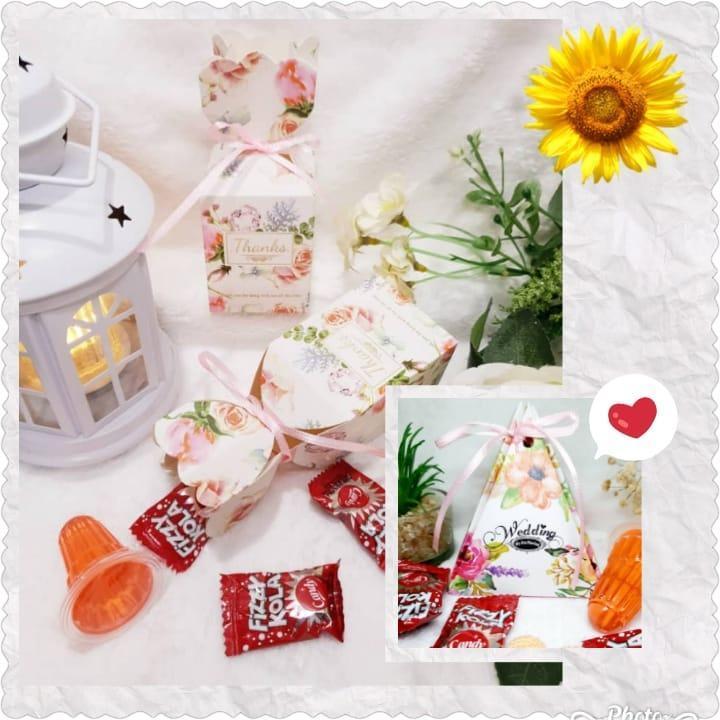 1set Comel Cute Candy Vase Pyramid Box Door Gift Wedding Souvenir Goodies Kahwin Kenduri(1528L)