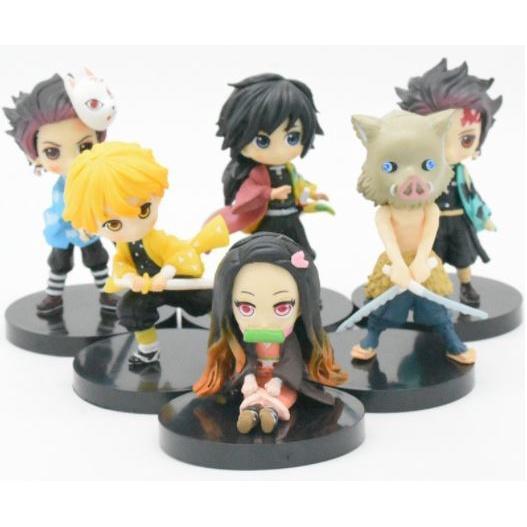 6 Pcs Anime Spot Ghost Blade Generation Sitting Q Version Cake Accessories Doll Doll Hand Model 鬼灭之刃6款炭次郎(1744L) - Image 6