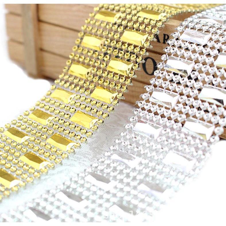1yard/pack Bling Diamond Mesh Roll Sparkle Acrylic Party Birthday Wedding Table Cake Rhinestone Wrap 塑料仿钻线排钻 (621L)