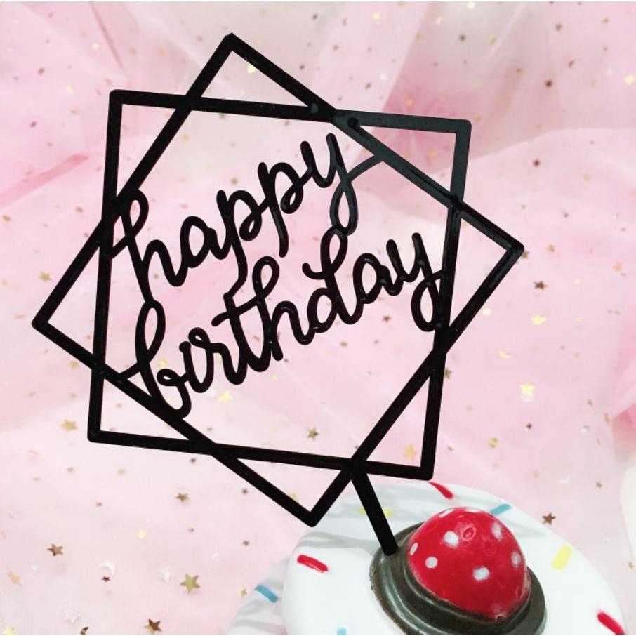 Happy Birthday Cake Topper Supplies Acrylic Baking cake Insert Decor Cupcake Birthday Party(756L) - Image 4