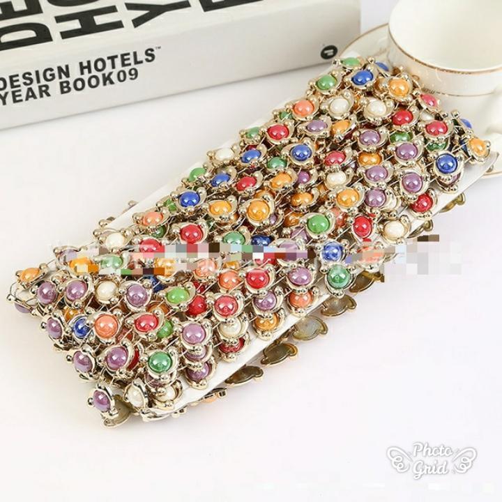 Bright Single Row Colorful Diamond Mesh Crystal Sewing Rhinestone Ribbon Trim for Wedding (921L)