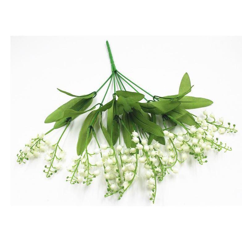 Artificial Flowers Lily of the Valley 7 Branches Fake Plastic Lily Flower Bridal Bouquet Wedding Party Decor (1290L) - Image 3