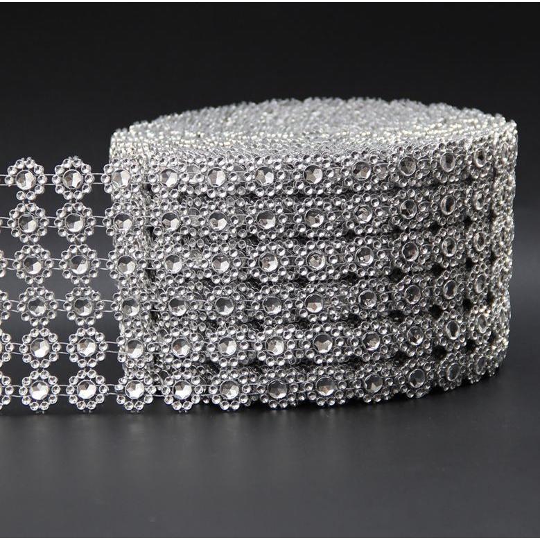 1yard Sunflower Rhinestone Crystal Ribbon Faux Diamond Ribbon Acrylic Flower Mesh Wrap Tape for Wedding Decoration(618L) - Image 7