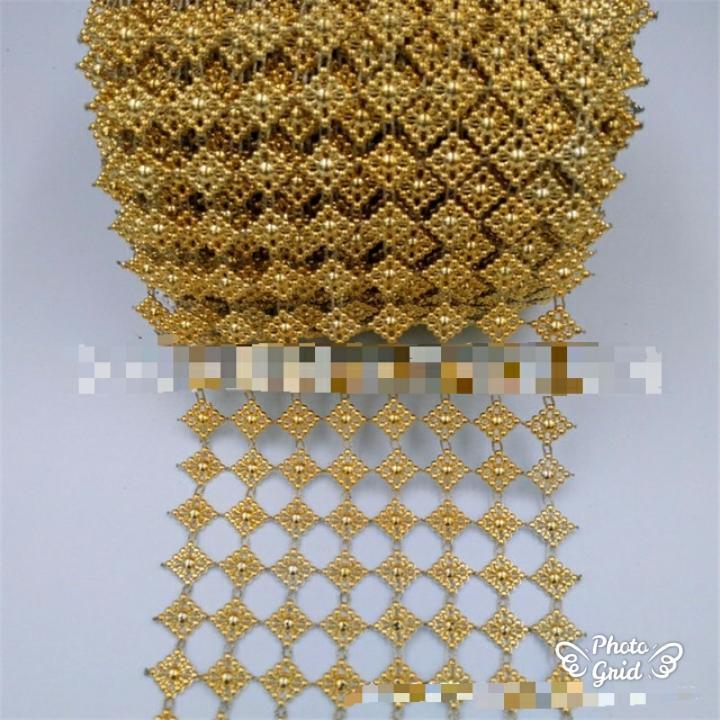 1yard 8 Rows Mesh Trimming Ribbon Wedding Gold Silver Chinese Knot Chain Party Decoration Cake Ribbon Straps (931L) - Image 2