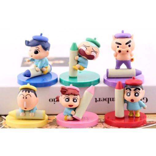 Crayon Shin-Chan Ation Figures Take Crayons Anime Figure Japanese Kawaii Pvc Material Set of 6 Gifts 蜡笔小新6款(1788L) - Image 9