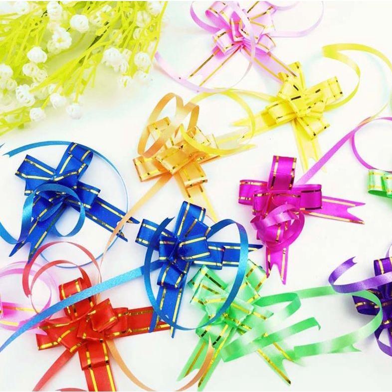 10pcs 12# Mini Ribbon (Gold) Flowers Bows Bowknot Gifts Craft For Party Home Festival Decoration(182L) - Image 2