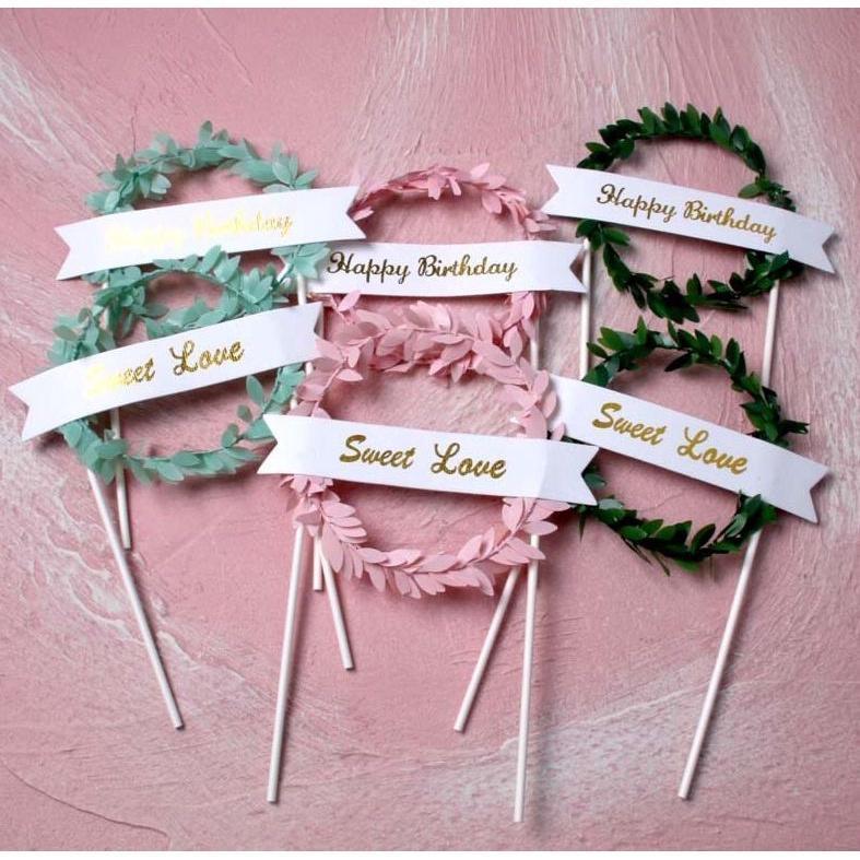 1pcs/set wreath flower love Cake card paper holiday Party Cute birthday decorations bunting Holiday wedding(354L)