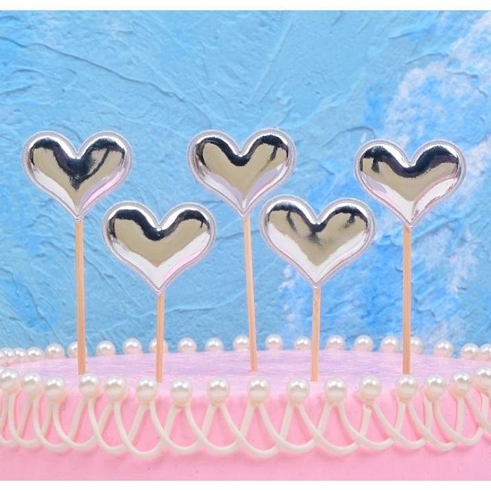 5PCS Pink Pearl Polished Crown Cake Topper with Toothpick Cake Decoration for Wedding Birthday Party Gift(1443L) - Image 12