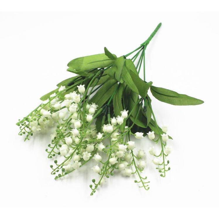 Artificial Flowers Lily of the Valley 7 Branches Fake Plastic Lily Flower Bridal Bouquet Wedding Party Decor (1290L) - Image 2