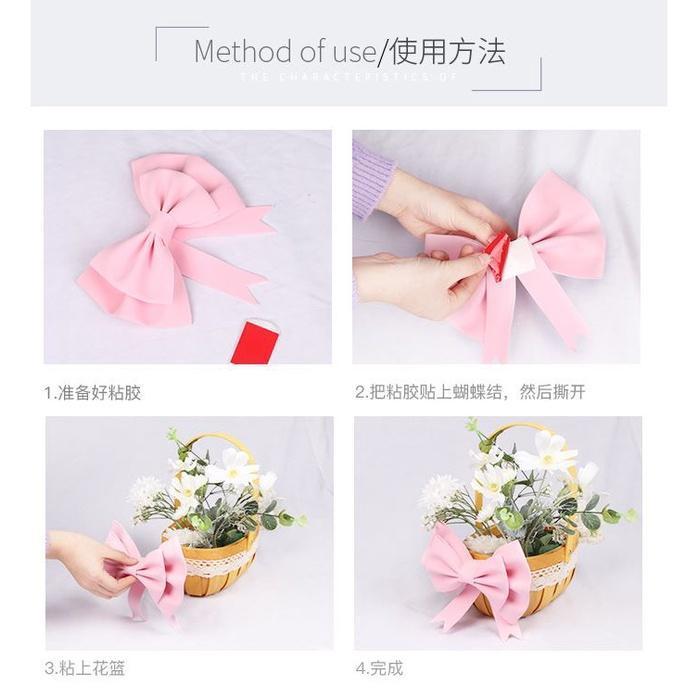 1Pcs Big Size Pink Ribbon Bow Cake Decoration Satin Ribbon Bow Flower Gift Box Craft Decoration Handwork DIY(1854L) - Image 8