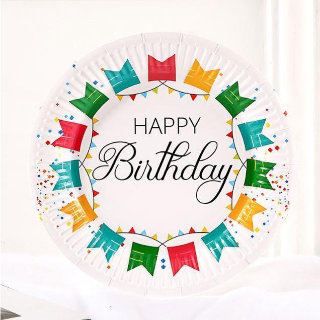 5pcs 7 inch Colorful party tray Disposable birthday party paper plates Printed Bronzing Cake Paper Party(1933L) - Image 11