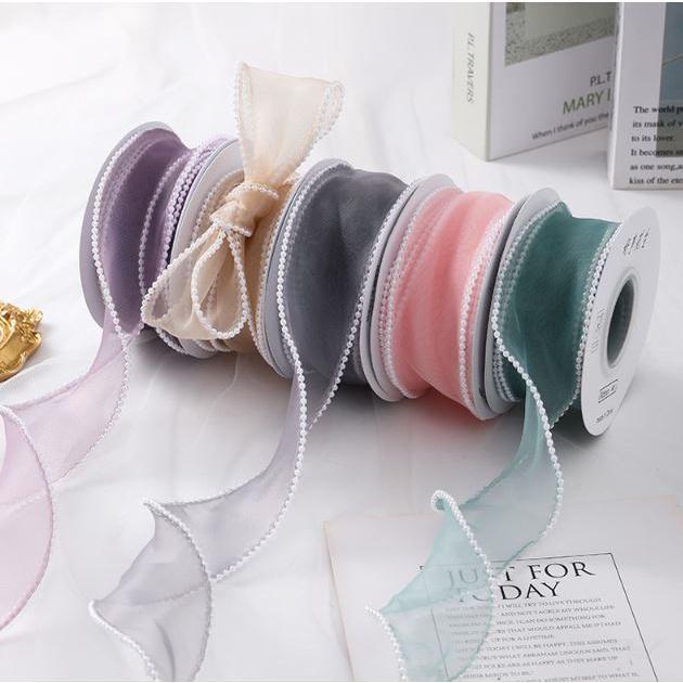 4cm*1yard Bow Pearl Fishtail Yarn Belt Clothing Wedding Accessories Lace Flowers Bouquet Gift Box Packaging(1922L) - Image 2