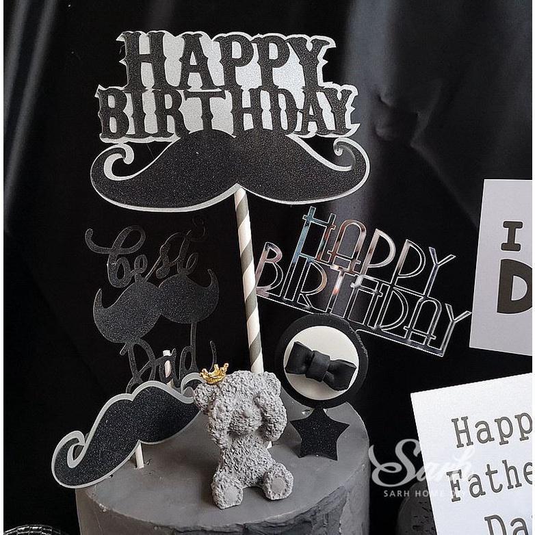 Pink Gray White Crown Bear Shiny Gold Ball Star Love Cake Decorations Mom Dad Birthday Party Decoration(1636L) - Image 2