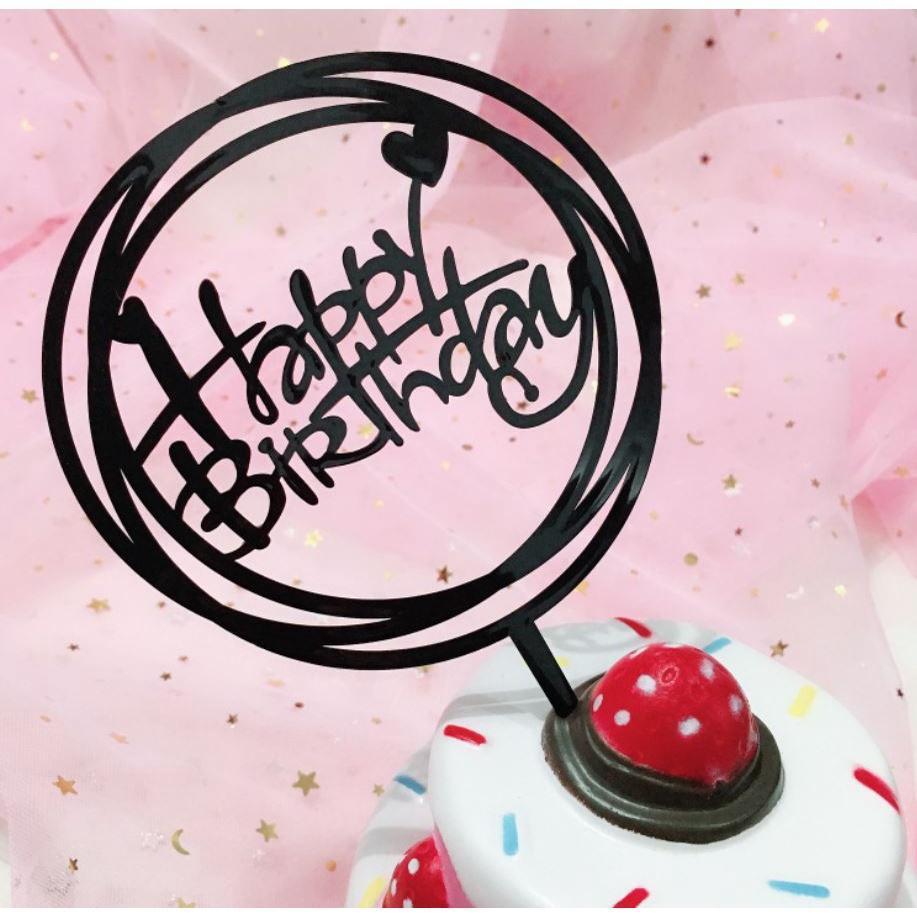 Happy Birthday Cake Topper Supplies Acrylic Baking cake Insert Decor Cupcake Birthday Party(756L) - Image 5