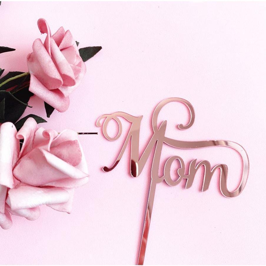 1pc Cake label sign Cake Topper Card Acrylic Happy Birthday Cake Topper Heart "Mom" Decoration (806L) - Image 6
