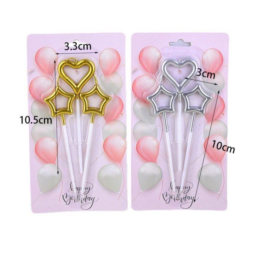 3pcs Creative Hollow Candle Romantic Star Love Shaped Cake Toppers Candle Ornament For Birthday Wedding Valentine(1635L) - Image 4