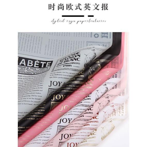 1Pcs Newspaper English Alphabet Waterproof Flower Wrapping Paper Bouquet Gift Crepe Papers Flower Packaging (1936L) - Image 2