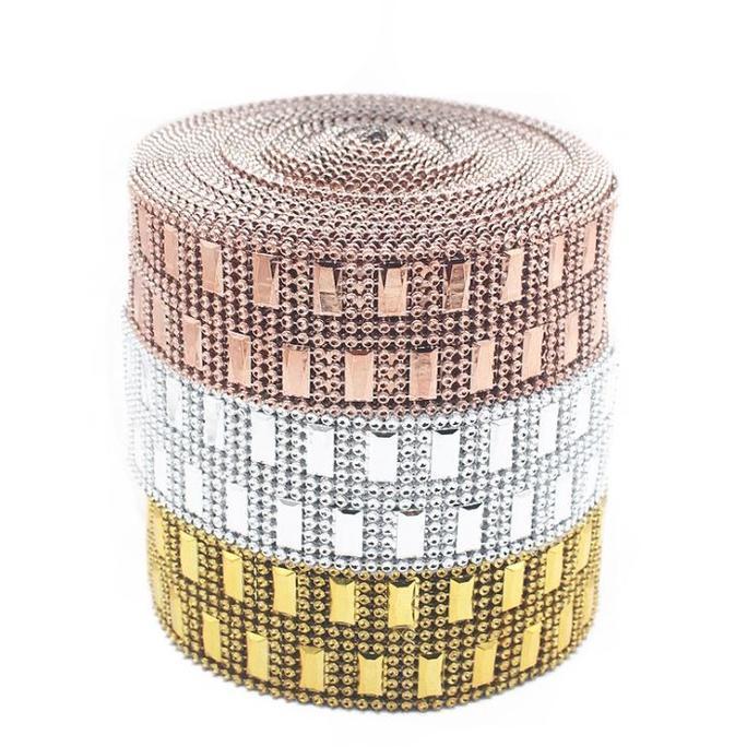 1yard/pack Bling Diamond Mesh Roll Sparkle Acrylic Party Birthday Wedding Table Cake Rhinestone Wrap 塑料仿钻线排钻 (621L) - Image 8