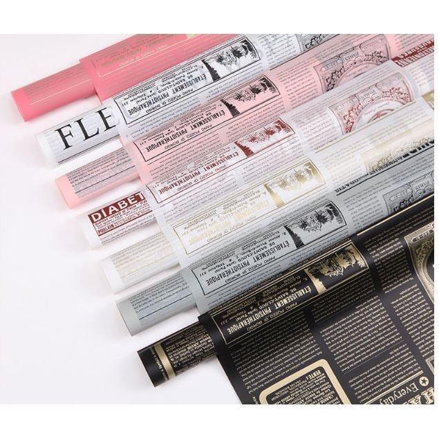 1Pcs Newspaper English Alphabet Waterproof Flower Wrapping Paper Bouquet Gift Crepe Papers Flower Packaging (1936L) - Image 3