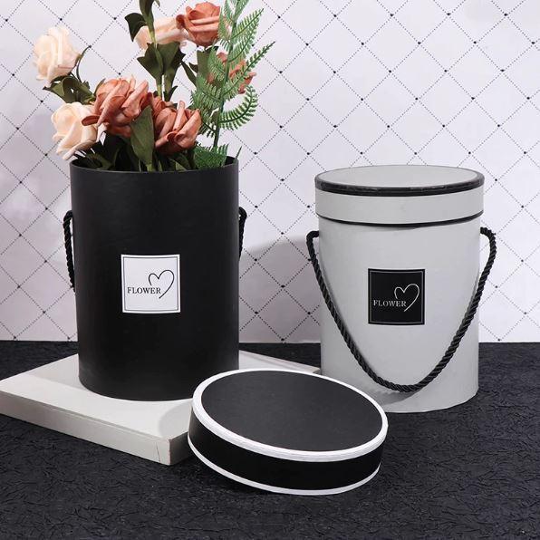 Bouquet Flowers Box Packaging Artificial Flower Arrangement Stand Vase Home Wedding Party Table Decor Round Gifts(1884L)