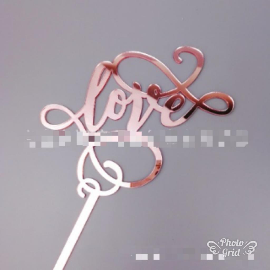 LOVE Wedding Acrylic Cake Topper Gold. Silver, Rose Gold Love Cupcake Topper (417L) - Image 4