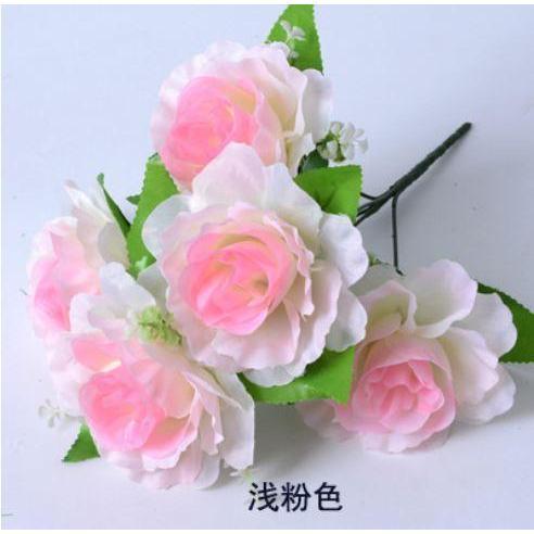 5 Head 1 Bunch Artificial Rose Silk art flower Bouquet For Wedding Party Household Flowers Wall (663L) - Image 10
