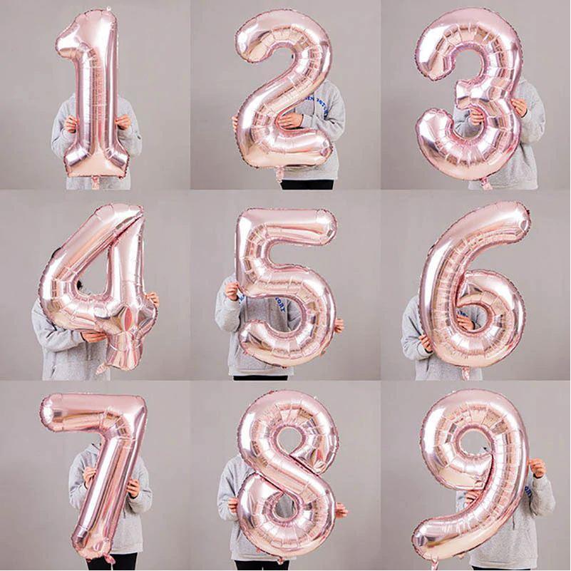 32inch number aluminium balloon Rose gold birthday party balloons valentine's day wedding decoration (687L)