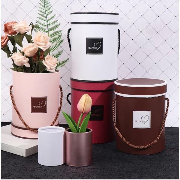 Bouquet Flowers Box Packaging Artificial Flower Arrangement Stand Vase Home Wedding Party Table Decor Round Gifts(1884L) - Image 2