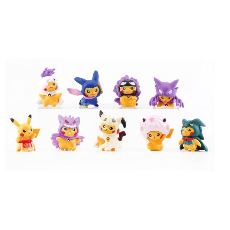 Pokemon figurenes doll Pikachu Gashapon Fashion Cross dress mini figure model 4-5CM kids birthday gift 幽灵卡通服皮卡丘公仔(1804L) - Image 7