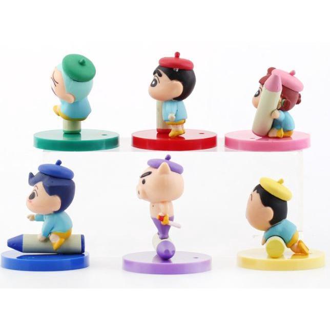 Crayon Shin-Chan Ation Figures Take Crayons Anime Figure Japanese Kawaii Pvc Material Set of 6 Gifts 蜡笔小新6款(1788L) - Image 6