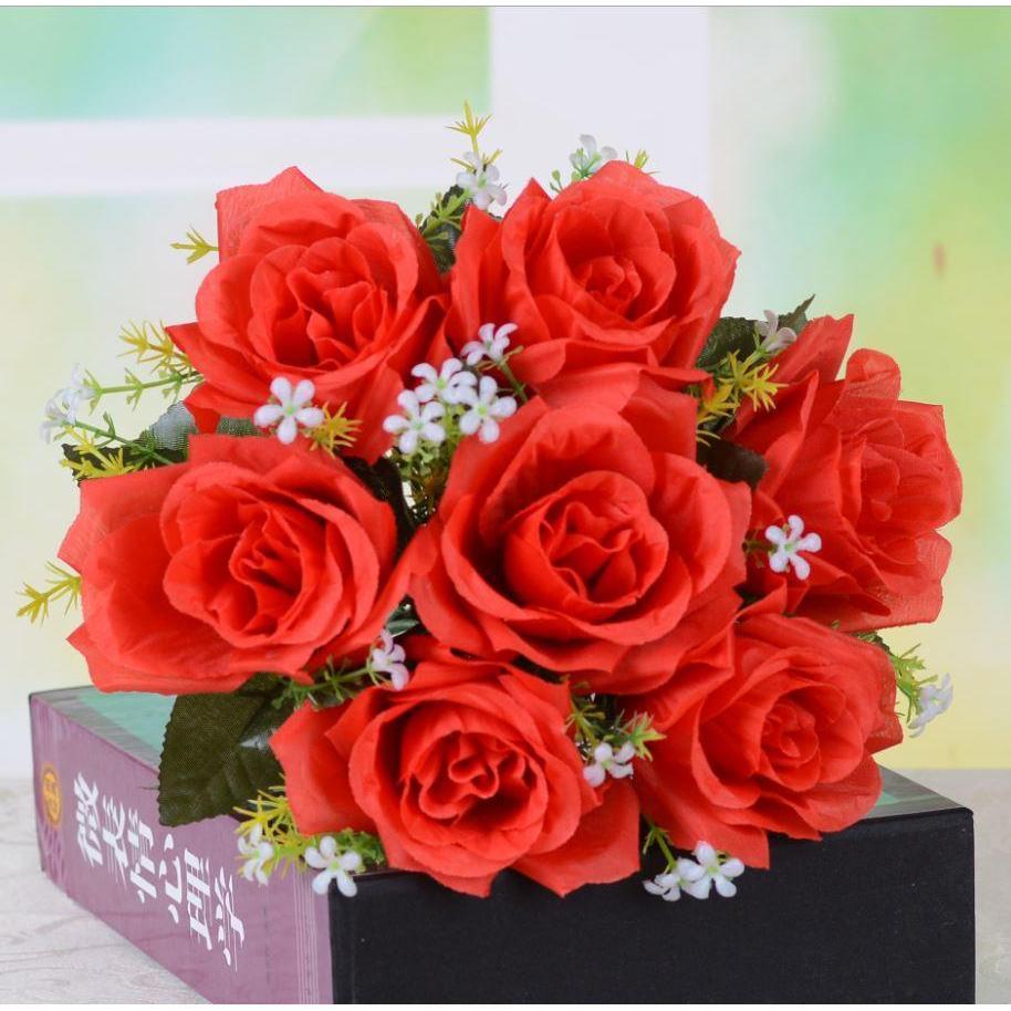 7 Flower 7 Forks 1 Bunch Artificial Rose Silk art flower Bouquet For Wedding Party (668L) - Image 10