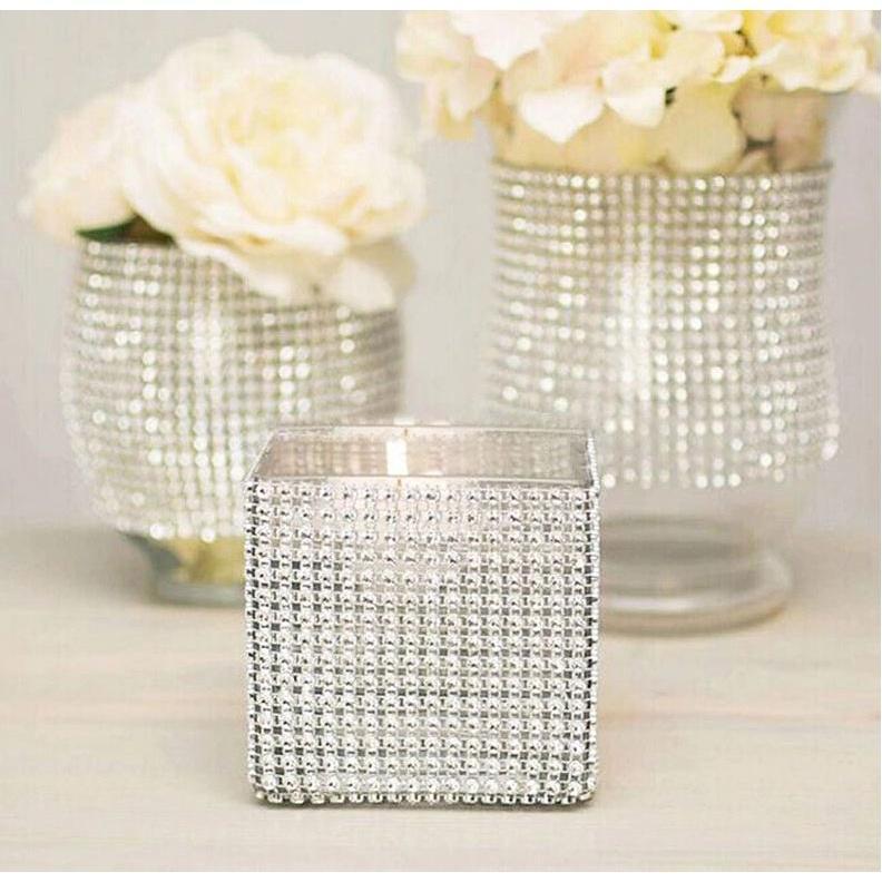 1yard Sparkling colorful Plated Diamond Mesh Wrap Crystal Rhinestone Ribbon Accessories (616L) - Image 2