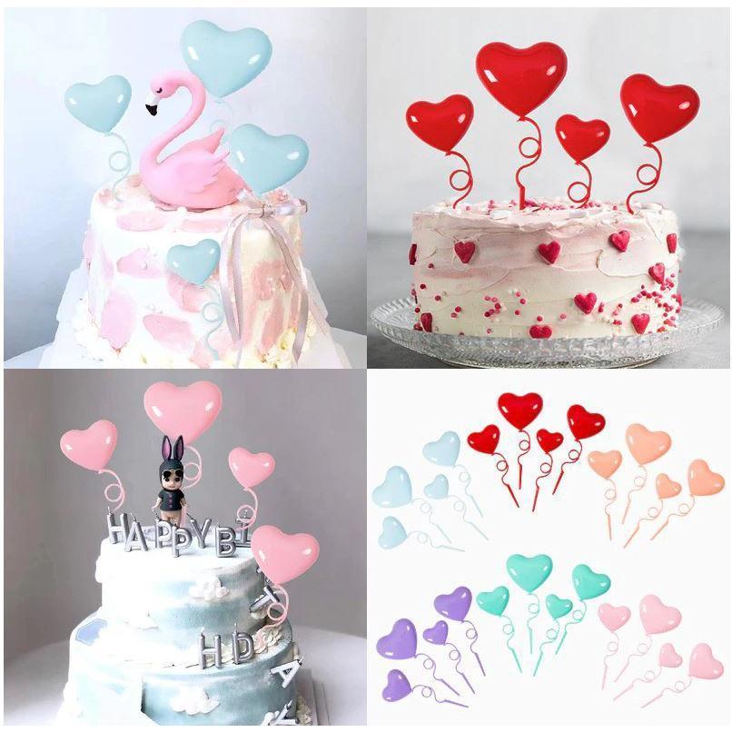 4pcs/set Heart-shaped Cake Toppers Creative Love Heart Cake Toppers Chic Heart-shaped Cake Picks Cake Decorative (1388L)