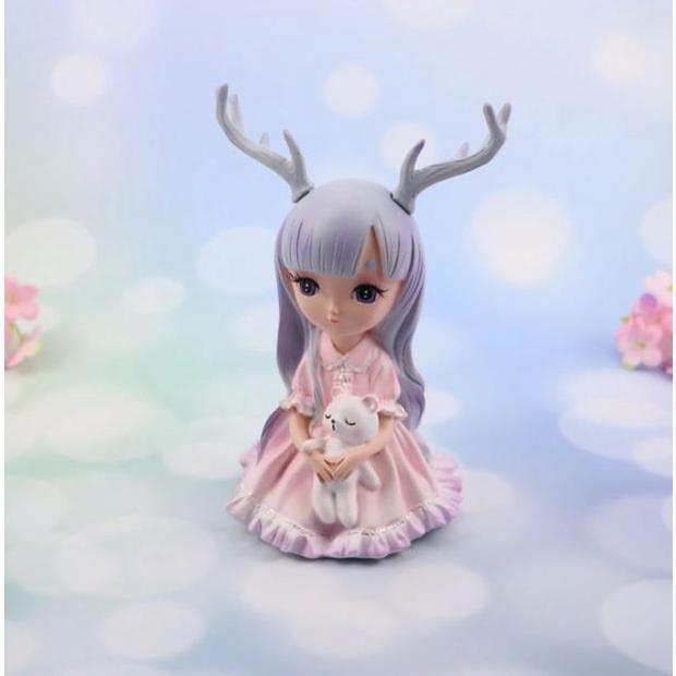 Europe Artificial Girls Deer Fairy Garden Miniatures Lovely Resin Crafts Figurines For Girls Friends Gift Home(1718L) - Image 10