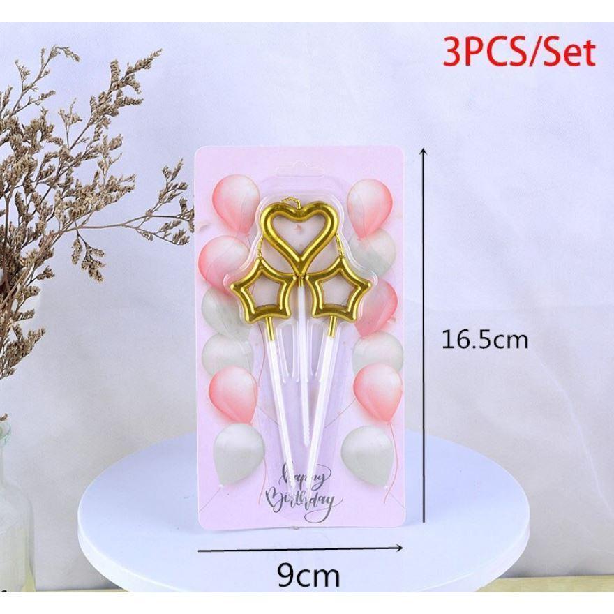 3pcs Creative Hollow Candle Romantic Star Love Shaped Cake Toppers Candle Ornament For Birthday Wedding Valentine(1635L) - Image 5