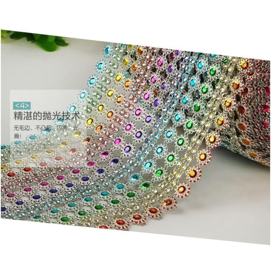 1yard Christmas Ornaments Double Row Silver Diamond Plum Mesh Wrap Crystal Rhinestone Sparkle Ribbon (911L) - Image 6