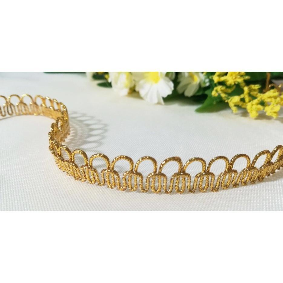 1yard Latest Gold Lace Fabric 1.2cm Applique Ribbon Trim Guipure Curtain Laces Ribbons Sewing Trimmings(1552L) - Image 4