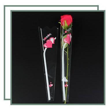 20pcs LOVE Plastic Opp Bag Floral Packaging Materials Accessory Transparency Bag Rose Single Flower Bag (567L) - Image 10