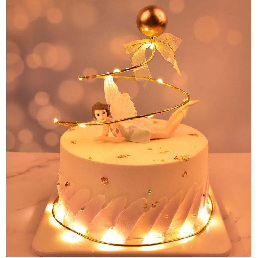 Golder Silver Ball Star Wire Iron Ring Circle Art Ribbon Cake Topper Birthday Decoration(1360L) - Image 3