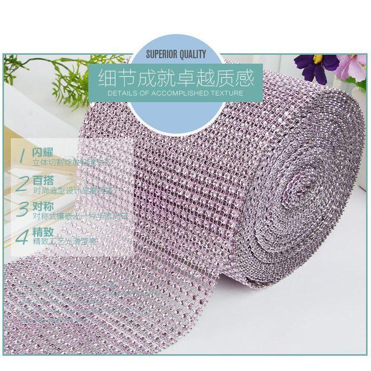 New 1yard Colorful Plastic Diamond Rhinestone Mesh Ribbon Roll Sparking Wedding Ornament 24 Rows Decorative(910L) - Image 4
