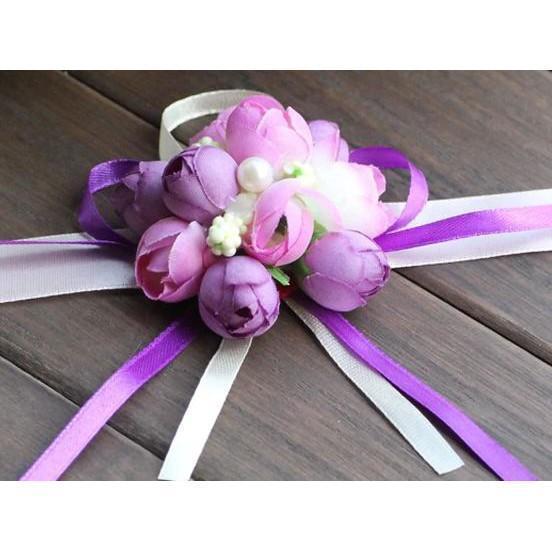 4pcs/pack Hand Flower Wrist Corsages Silk Lace 手腕花韩式婚礼伴娘姐妹手花 (288L) - Image 13