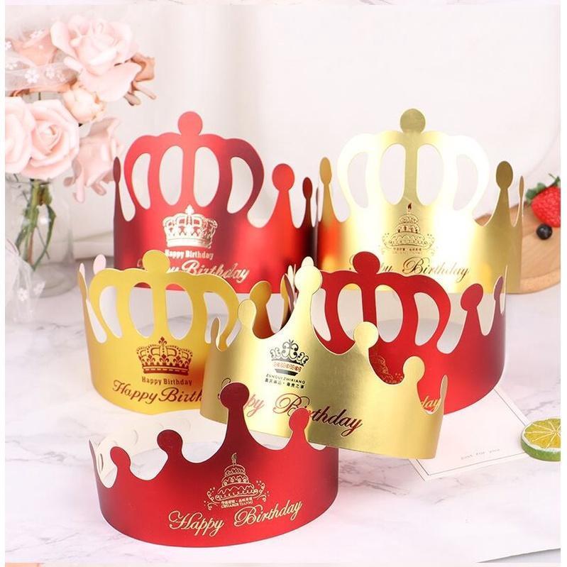 5pcs Kids Adults Happy Birthday Paper Hats Prince Princess Crown Party Decoration (1461L)