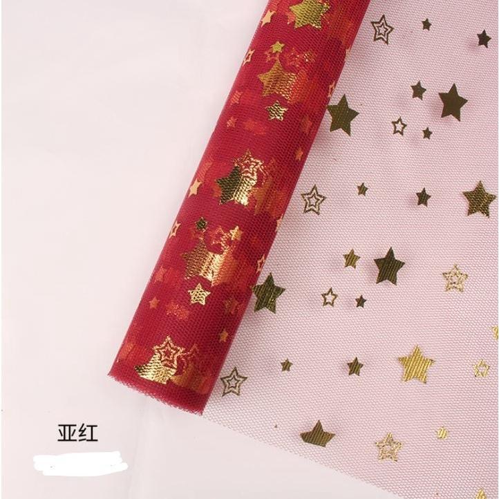 1Yard Gold Star Yarn Scrapbook Decorate Gauze Flowers Bouquet Wrapping Paper Florist Materials Supplies Christmas(1833L) - Image 10