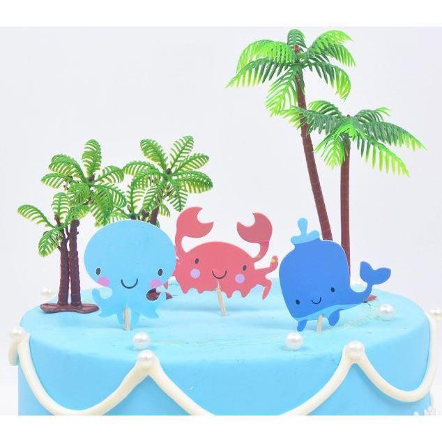 Coconut Tree Birthday Cake Cards Dessert Baking Fruit Insert Cards Toppers Decor (350L) - Image 2