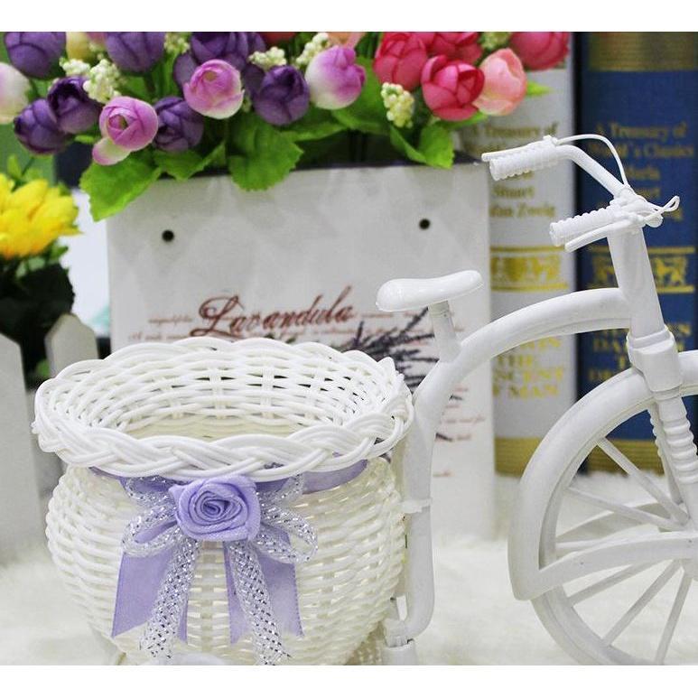 Creative Tricycle Room Ornament Rattan Big Wheel Float Round Simulation Rattan Small Float Flower Pot Decoration(258L) - Image 2